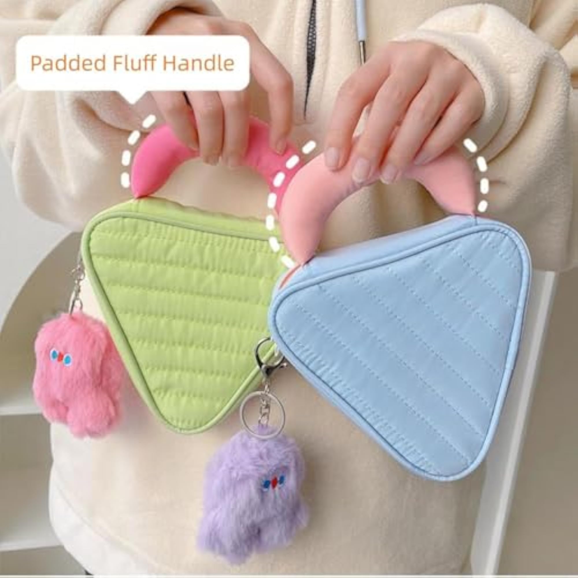 Portable Triangle Makeup Bag for Women, Large Capacity Cosmetic Pouch